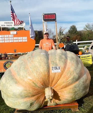 Record Giant Pumpkin Ron Wallacw 3156